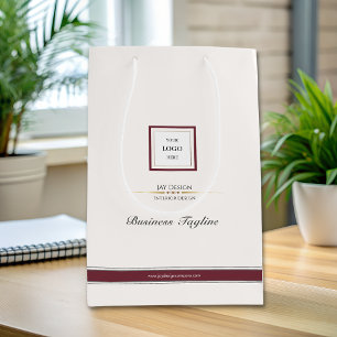 Modern Minimalist Red Corporate Business Logo Medium Gift Bag