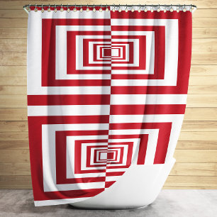 Modern Minimalist Red Geometric Shower Curtain