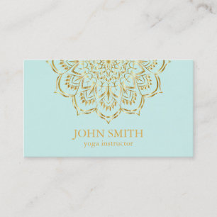 Modern Minimalist Red Gold Lotus Yoga Instructor B Business Card