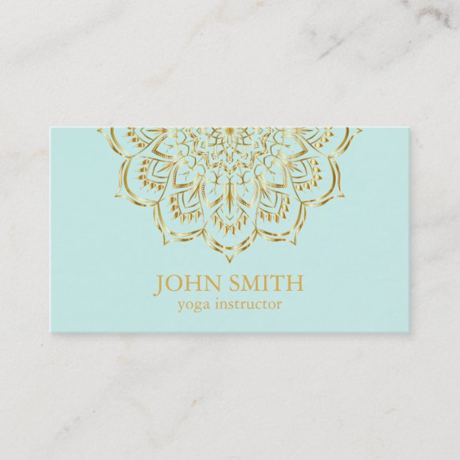 Modern Minimalist Red Gold Lotus Yoga Instructor B Business Card (Front)