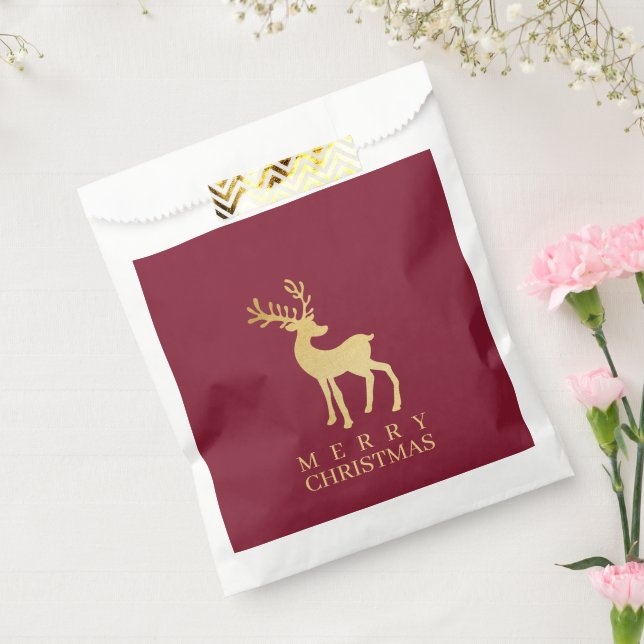 Modern Minimalist Red & Golden Reindeer Christmas Favour Bags (Sealed)