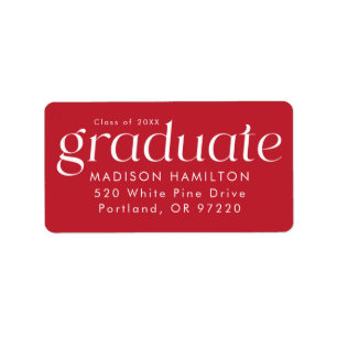Modern Minimalist Red Graduation Return Address Label
