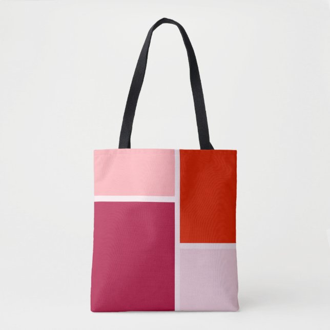 Modern Minimalist Red Pink Colour Block  Tote Bag (Front)
