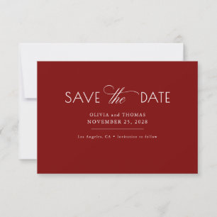 Modern Minimalist Red Wedding Save The Date
