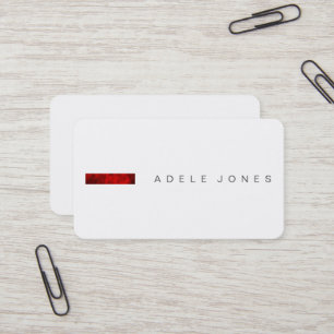 Modern Minimalist Red White Business Card