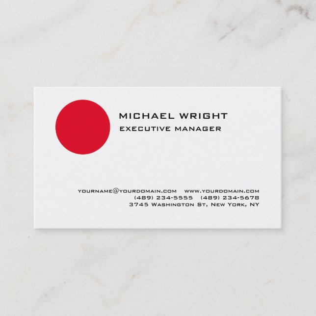 Modern Minimalist Red White Professional Business Card (Front)