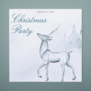 Modern Minimalist Reindeer Christmas Holiday Party Invitation