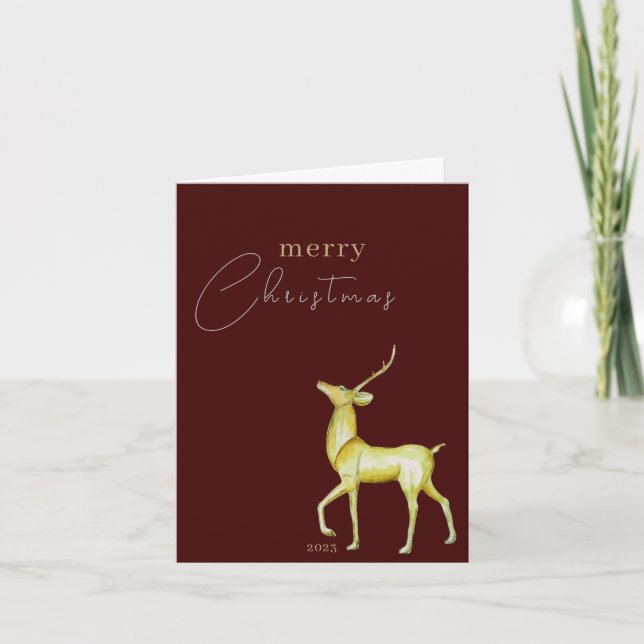 Modern Minimalist Reindeer Corporate Christmas Card (Front)