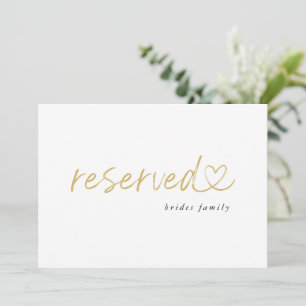 Modern Minimalist Reserved Wedding Sign