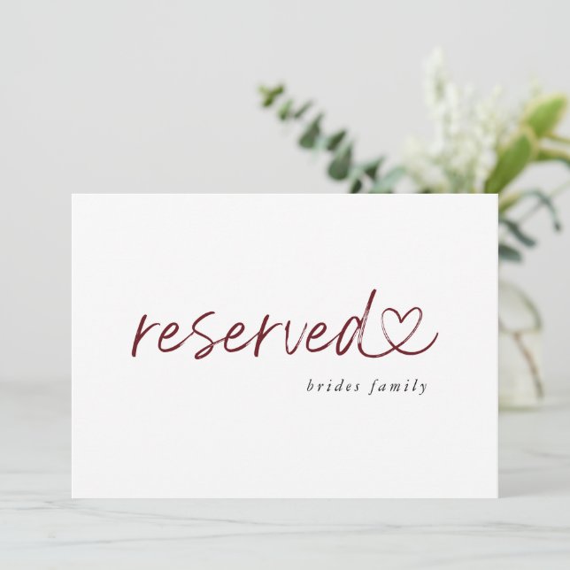 Modern Minimalist Reserved Wedding Sign (Standing Front)