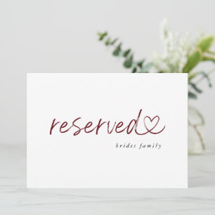 Modern Minimalist Reserved Wedding Sign