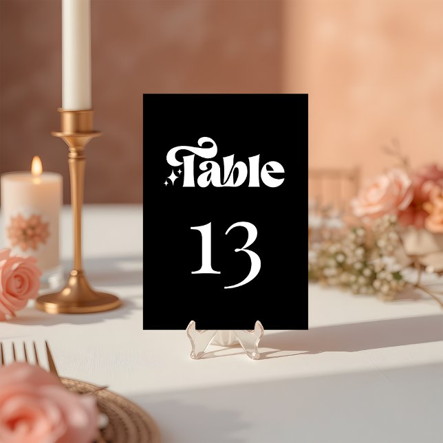 Modern Minimalist Retro Black  Wedding Table Number (Creator Uploaded)