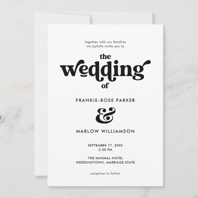Modern Minimalist Retro Casual Photo Wedding  Invitation (Front)