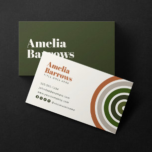 Modern Minimalist Retro Geometric Circles 70s 80s Business Card