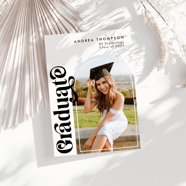 Modern Minimalist Retro Graduate Photo Announcement (Creator Uploaded)