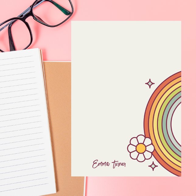 Modern Minimalist Retro Rainbow Flat Note Card (Creator Uploaded)