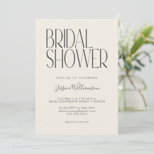 Modern Minimalist Retro Typography Bridal Shower Invitation