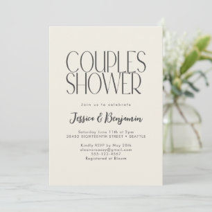 Modern Minimalist Retro Typography Couples Shower Invitation