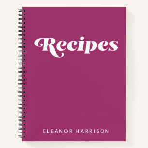Modern Minimalist Retro Typography Orchid Recipe Notebook