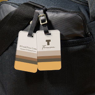 Modern Minimalist Retro Vintage Brown Stripes Luggage Tag
