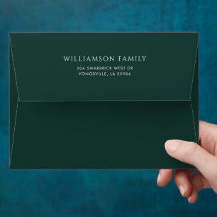 Modern Minimalist Return Addressed Custom Green Envelope