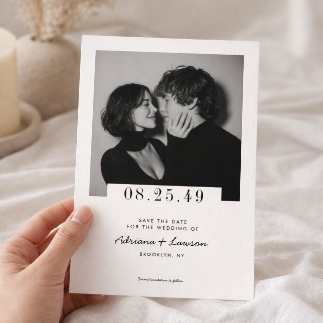 Modern Minimalist Romantic Editorial Photo Wedding Save The Date (Creator Uploaded)