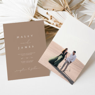 Modern Minimalist Romantic Script Photo Wedding In Invitation