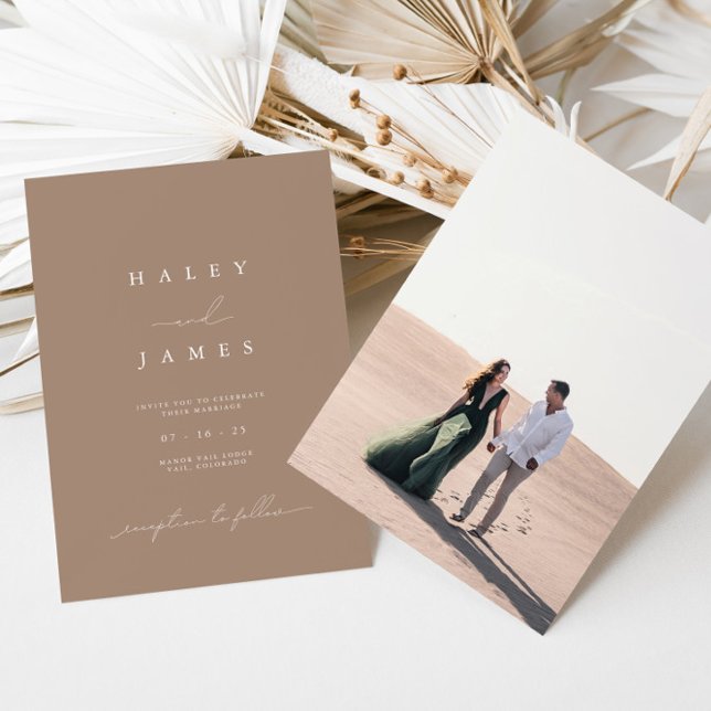 Modern Minimalist Romantic Script Photo Wedding In Invitation (Creator Uploaded)