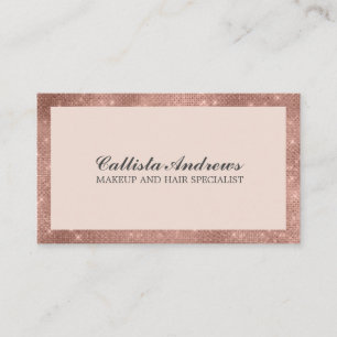 Modern Minimalist Rose Gold Glitter Simple Makeup Business Card