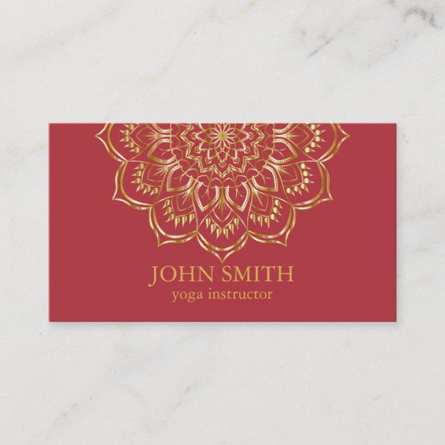 Modern Minimalist Rose Gold Lotus Yoga Instructor Business Card (Front)