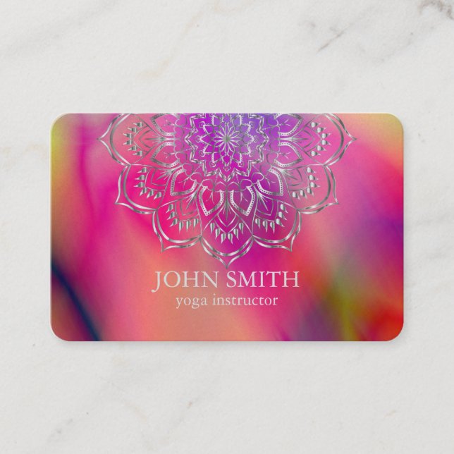 Modern Minimalist Rose Gold Lotus Yoga Instructor Business Card (Front)