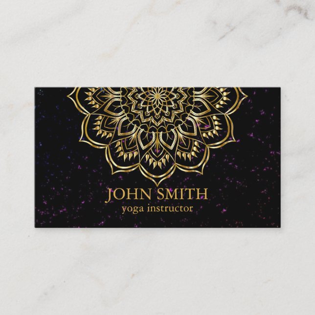 Modern Minimalist Rose Gold Lotus Yoga Instructor Business Card (Front)