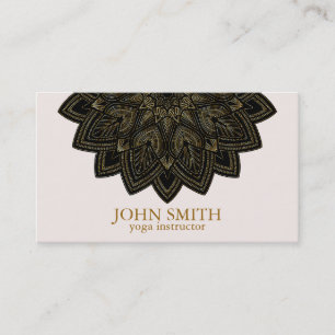 Modern Minimalist Rose Gold Lotus Yoga Instructor Business Card