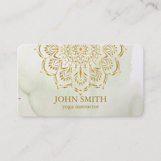 Modern Minimalist Rose Gold Lotus Yoga Instructor  Business Card (Front)