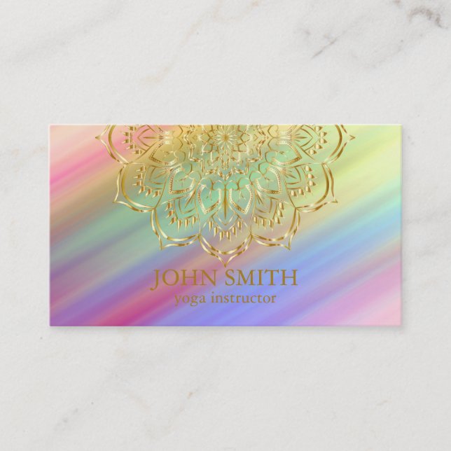 Modern Minimalist Rose Gold Lotus Yoga Instructor  Business Card (Front)