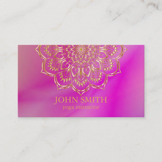 Modern Minimalist Rose Gold Lotus Yoga Instructor Business Card (Front)