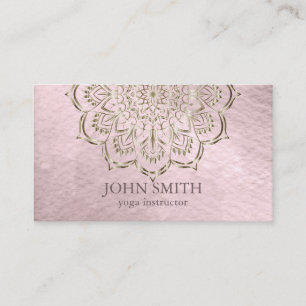 Modern Minimalist Rose Gold Lotus Yoga Instructor  Business Card