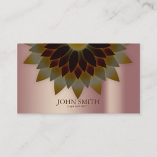 Modern Minimalist Rose Gold Lotus Yoga Instructor  Business Card
