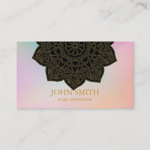 Modern Minimalist Rose Gold Lotus Yoga Instructor Business Card