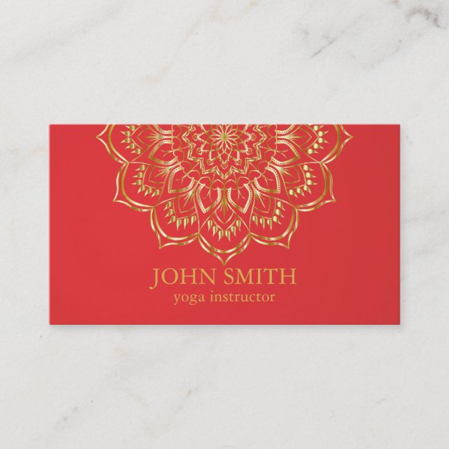 Modern Minimalist Rose Gold Lotus Yoga Instructor Business Card (Front)