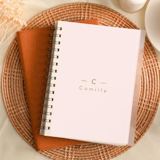 Modern Minimalist Rose Initial Notebook