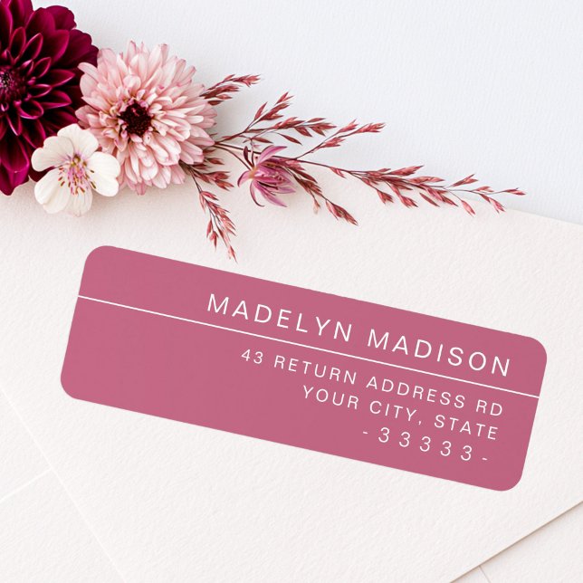 Modern minimalist rose mauve return address (Modern minimalist rose mauve return address label)