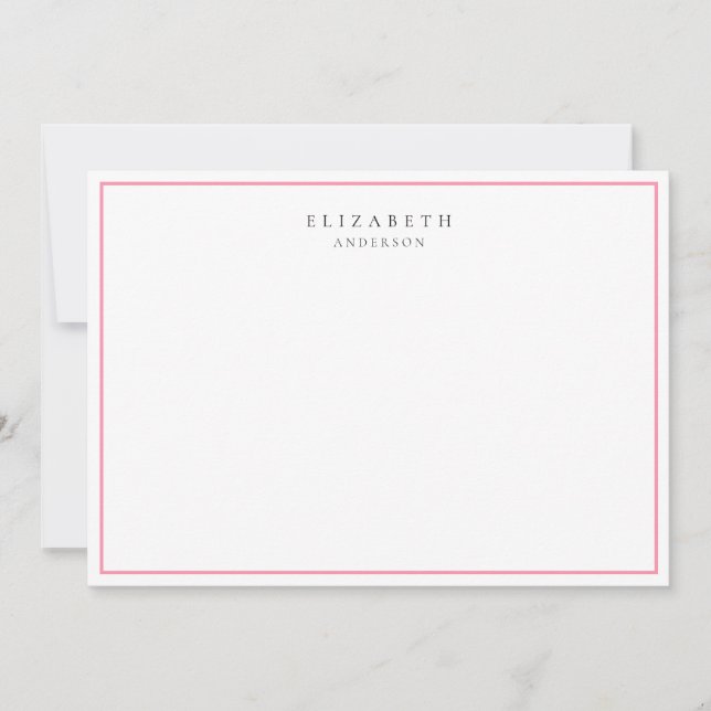 Modern Minimalist Rose Pink Single Border    Card (Front)