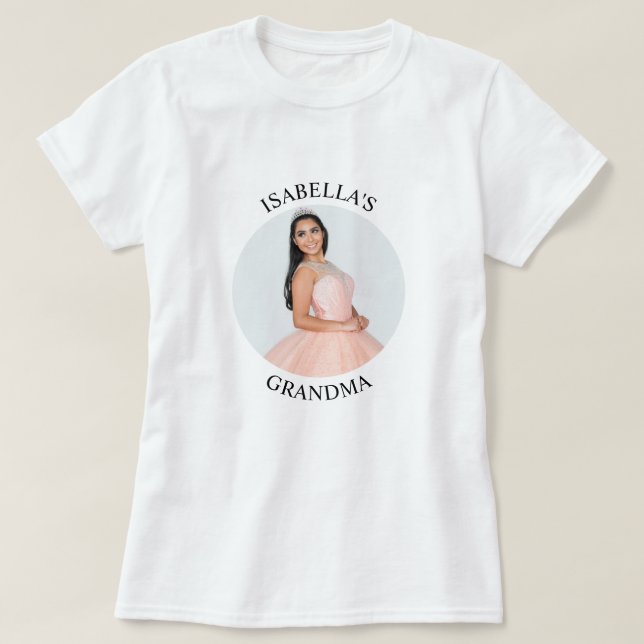 Modern Minimalist Round Photo for Grandma T-Shirt (Design Front)