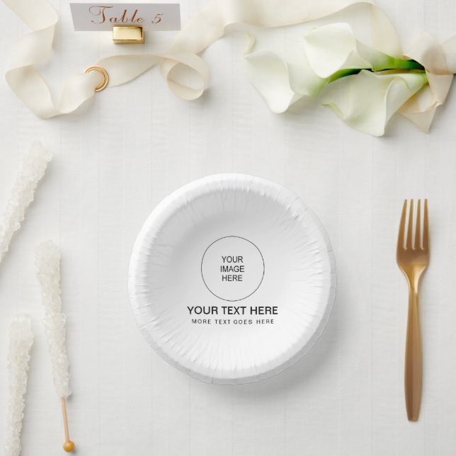 Modern Minimalist Round Template Elegant Paper Plate (Wedding)