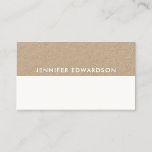 Modern minimalist rustic kraft and white business card