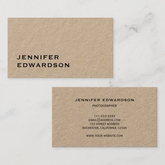 Modern minimalist rustic kraft professional business card (Front/Back)