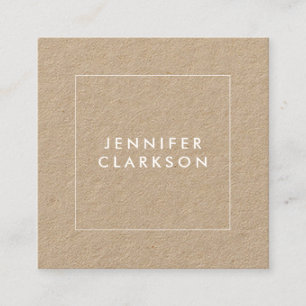 Modern minimalist rustic kraft professional square business card