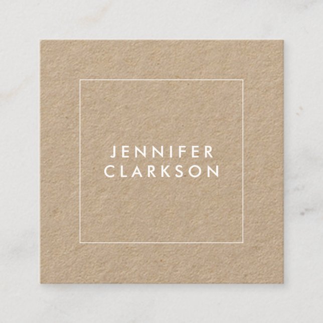 Modern minimalist rustic kraft professional square business card (Front)