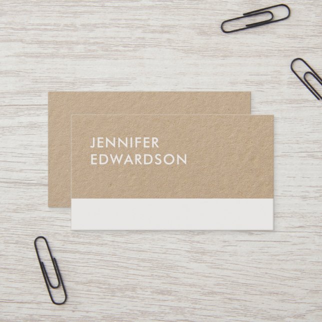 Modern minimalist rustic kraft white professional business card (Front/Back In Situ)